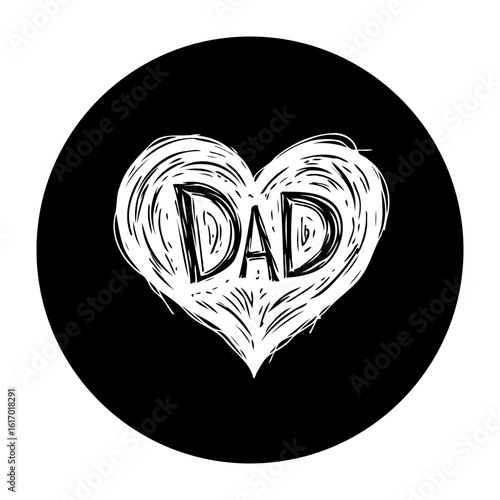 Celebrating father's day with a heart doodle and dad text representing paternal love bond affectionate