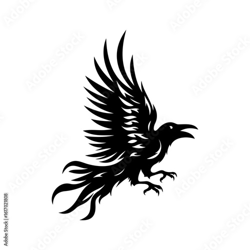 Mystical Raven Vector with Tribal Elements
