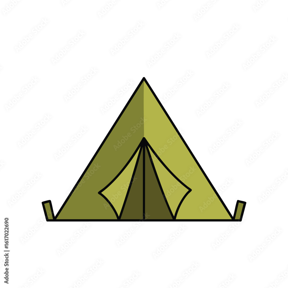 Fototapeta premium Green Camping Tent Vector Illustration.