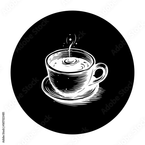 An artistic depiction of a steaming cup offering a warm and comforting beverage ideal for relaxation enjoyment and reflection