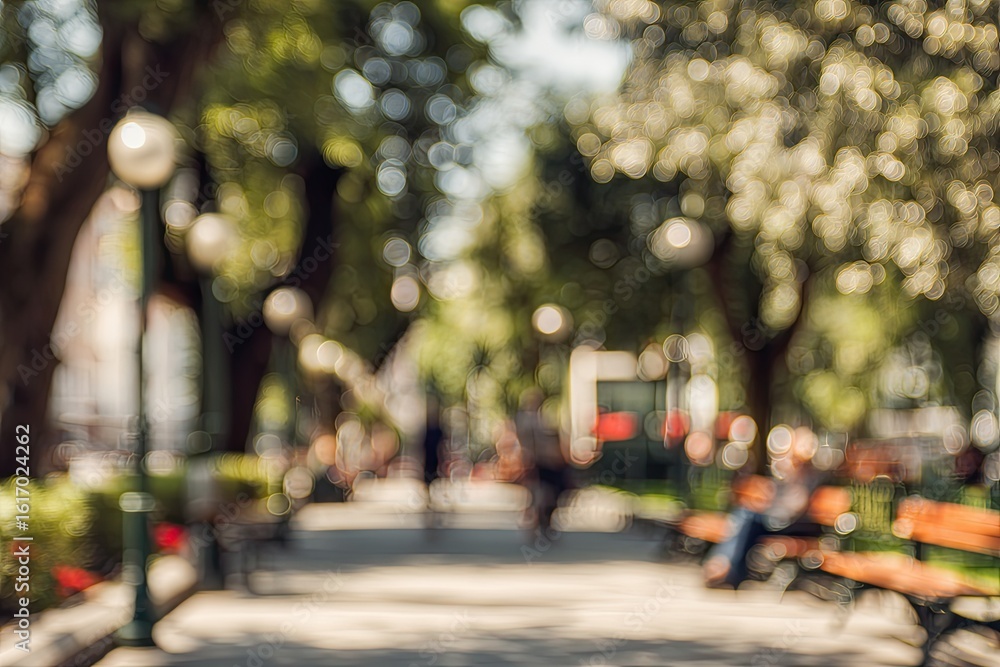 Fototapeta premium Blurred park scene on a sunny day (4)