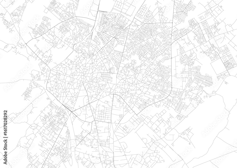 Fototapeta premium Comprehensive Vector Map of Bareilly's Key Highways and Road Network