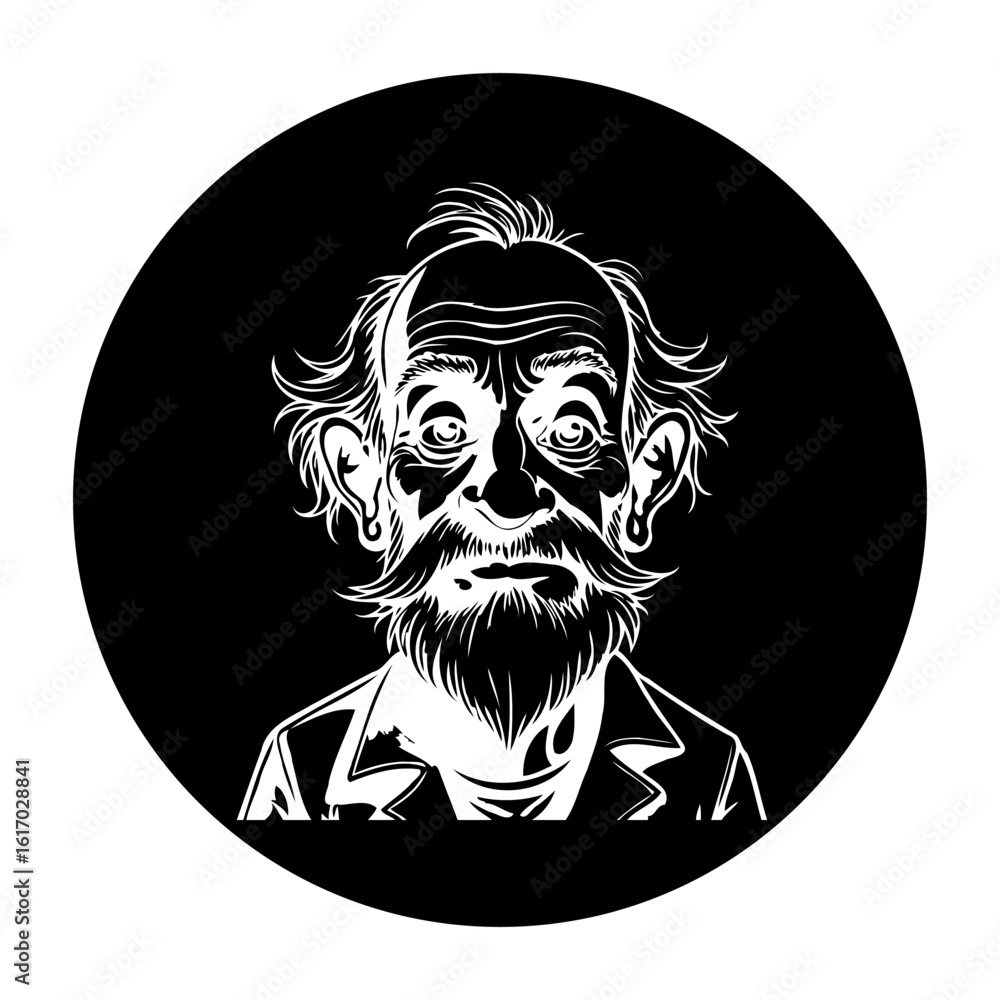 Fototapeta premium Distinguished elderly gentleman with character and wisdom, captured in a striking black and white portrait drawing