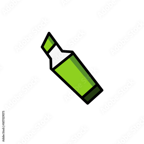 Highlighter pen icon cartoon vector. Education and business stationery. Green colour