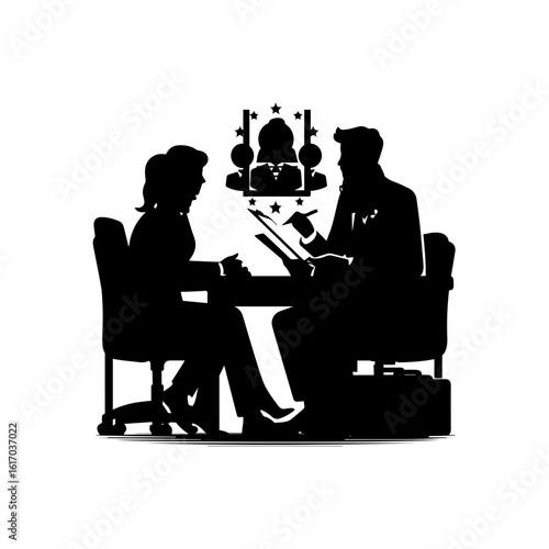 HR manager interviewing a candidate at a desk