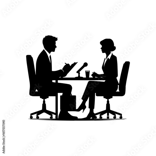HR manager interviewing a candidate at a desk