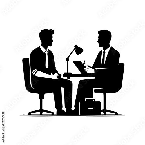 HR manager interviewing a candidate at a desk