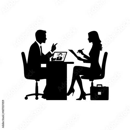 HR manager interviewing a candidate at a desk