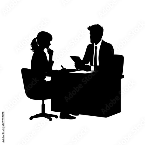 HR manager interviewing a candidate at a desk