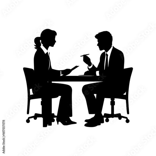 HR manager interviewing a candidate at a desk