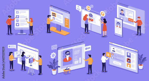 People Interacting with Digital Interfaces and Technology.