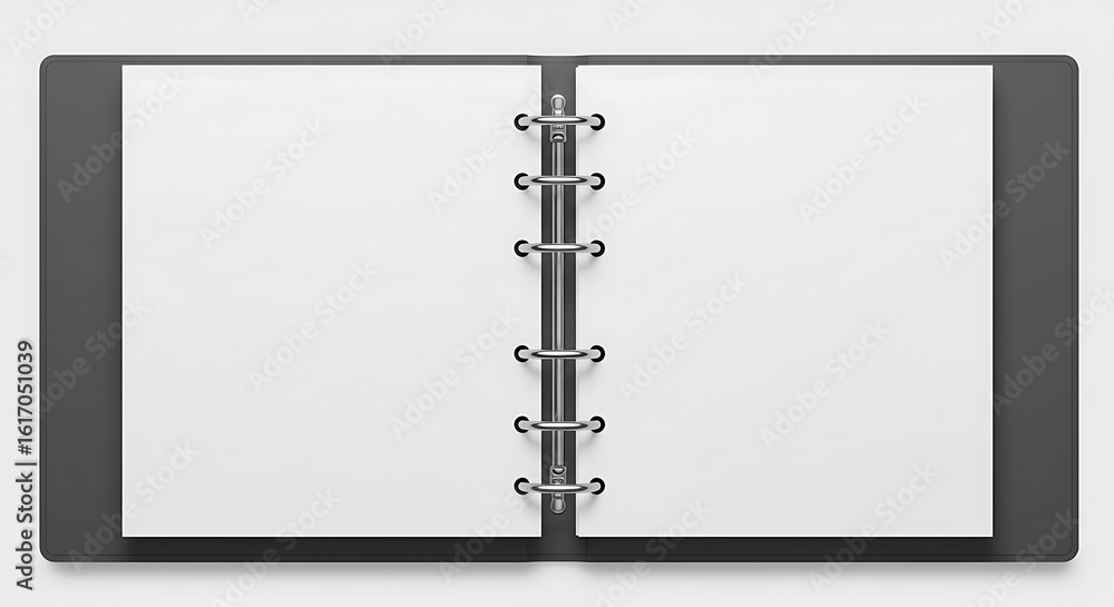 custom made wallpaper toronto digitalTop view of an open ring binder with blank white pages, a clean mockup for office presentations or personal planning.