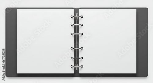 Wallpaper Mural Top view of an open ring binder with blank white pages, a clean mockup for office presentations or personal planning. Torontodigital.ca