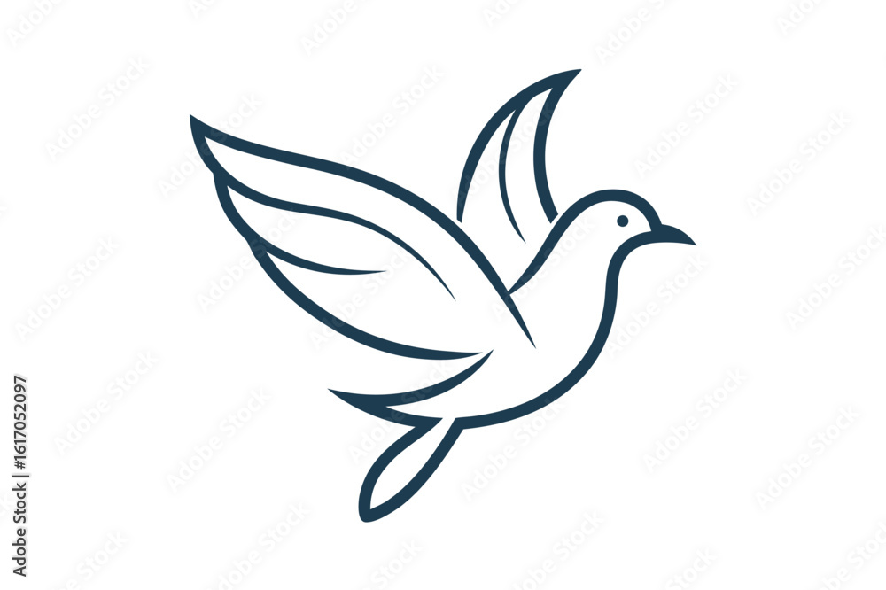 Fototapeta premium Flying dove of peace vector illustration with wings spread, a symbol of freedom and nature