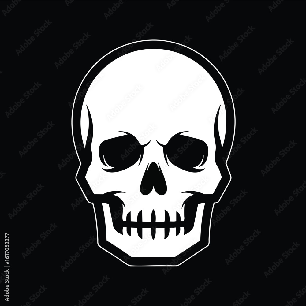 Fototapeta premium Simple White Skull Graphic Design.