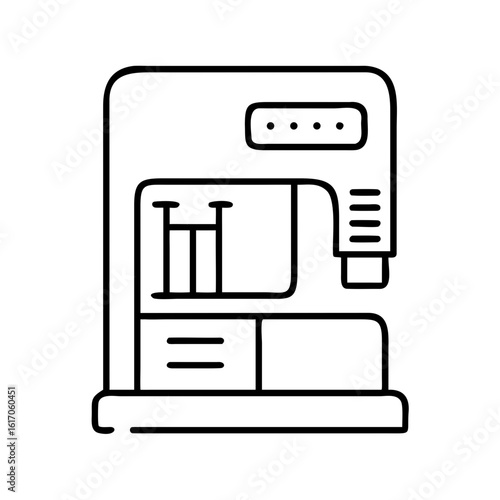 Sewing machine icon with simple modern design. Technology for textile and hobby usage. Vector line icon for app, web, interface design