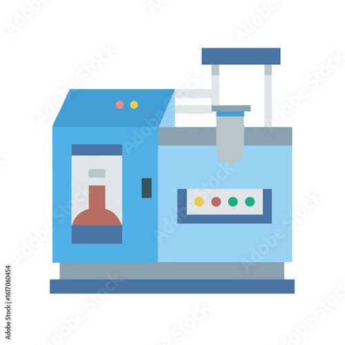 Medical machine icon illustrating advanced laboratory equipment for technology and research in flat style. Vector symbol
