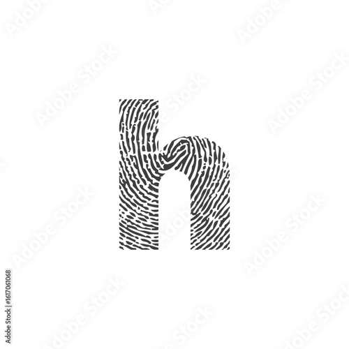 Lowercase Initial Letter h and Fingerprint Texture Logo Icon 001