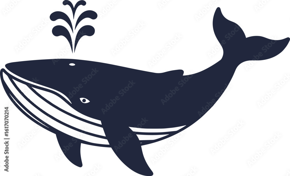 Fototapeta premium Majestic whale spouting water with elegant tail fluke in ocean