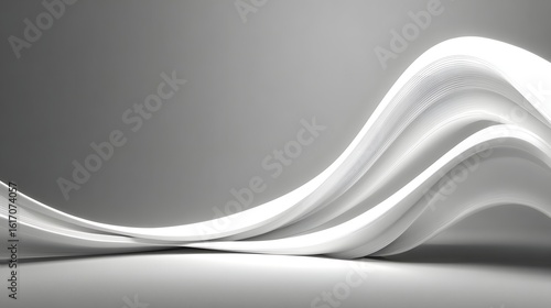 Wallpaper Mural Abstract, flowing white shapes against a gray background. Torontodigital.ca