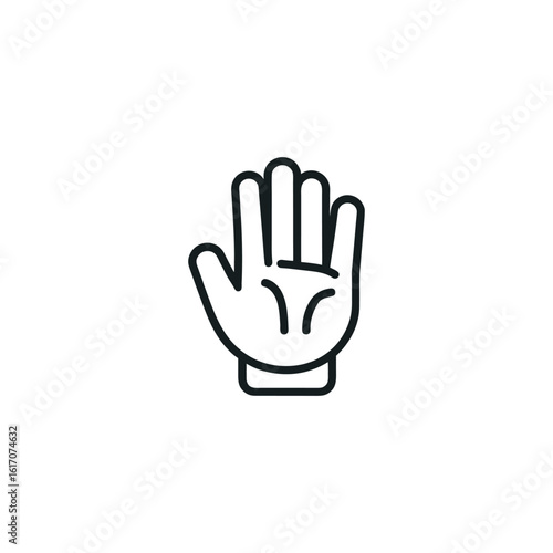 Stylized hand icon showing four fingers raised isolated on a white background