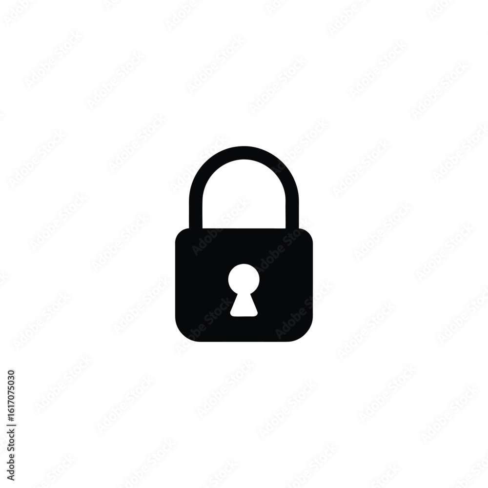 Black padlock icon isolated on a white background Black padlock icon isolated on a white background