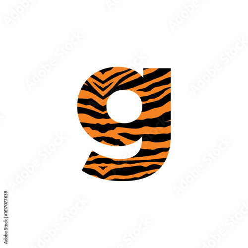 Initial Lowercase Letter g with tiger pattern logo design vector