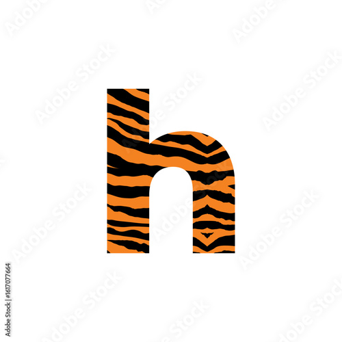 Initial Lowercase Letter h with tiger pattern logo design vector