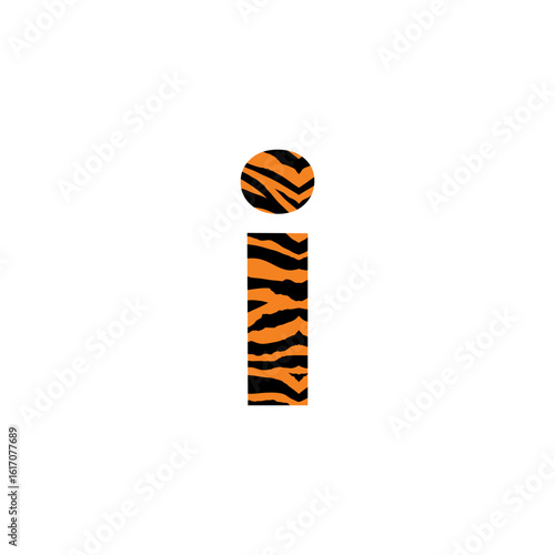 Initial Lowercase Letter i with tiger pattern logo design vector
