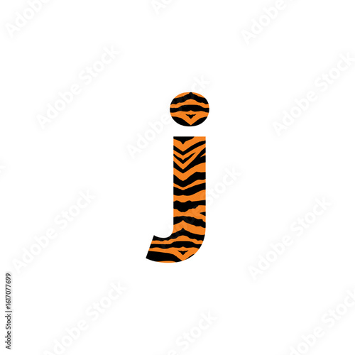Initial Lowercase Letter j with tiger pattern logo design vector