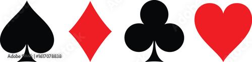 Iconic card suits a bold, classic design for gambling and gaming themes