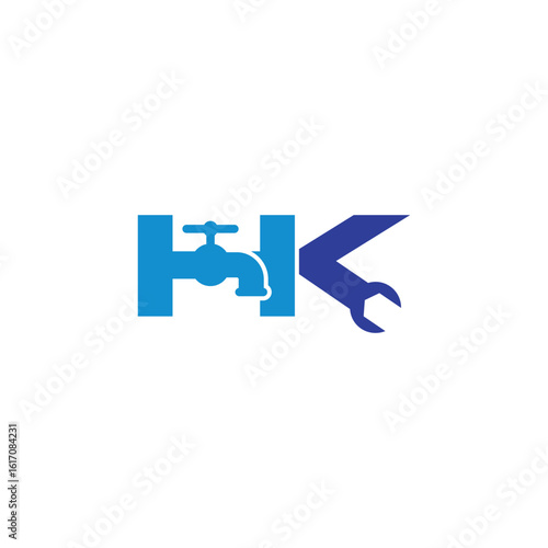 Letter H and K Plumber Logo Vector 001