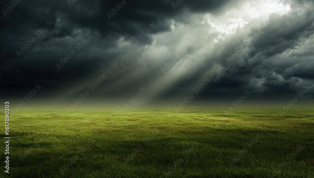 Dramatic landscape with stormy clouds and sunlight Dramatic landscape with stormy clouds and sunlight