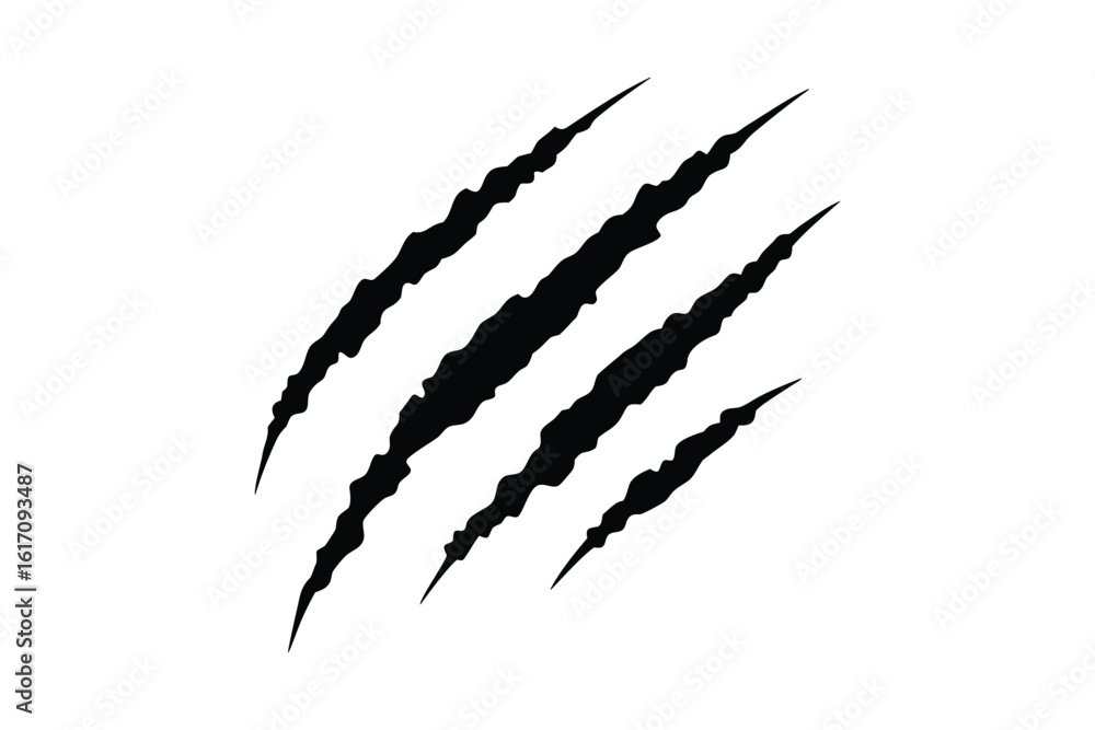 Obraz premium Dinosaur claw scratches silhouette vector, Claw mark icon vector