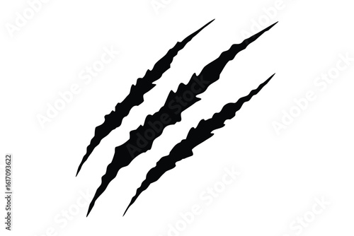 Dinosaur claw scratches silhouette vector, Claw mark icon vector