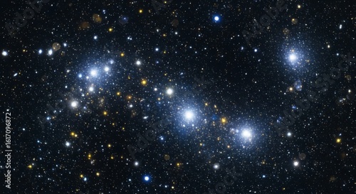 Wallpaper Mural Dense star cluster with bright blue and yellow stars on black background Torontodigital.ca