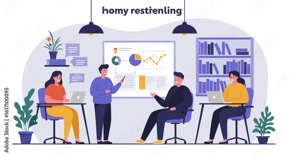 Fototapeta premium Team of Professionals Collaborating in Modern Office Setting.