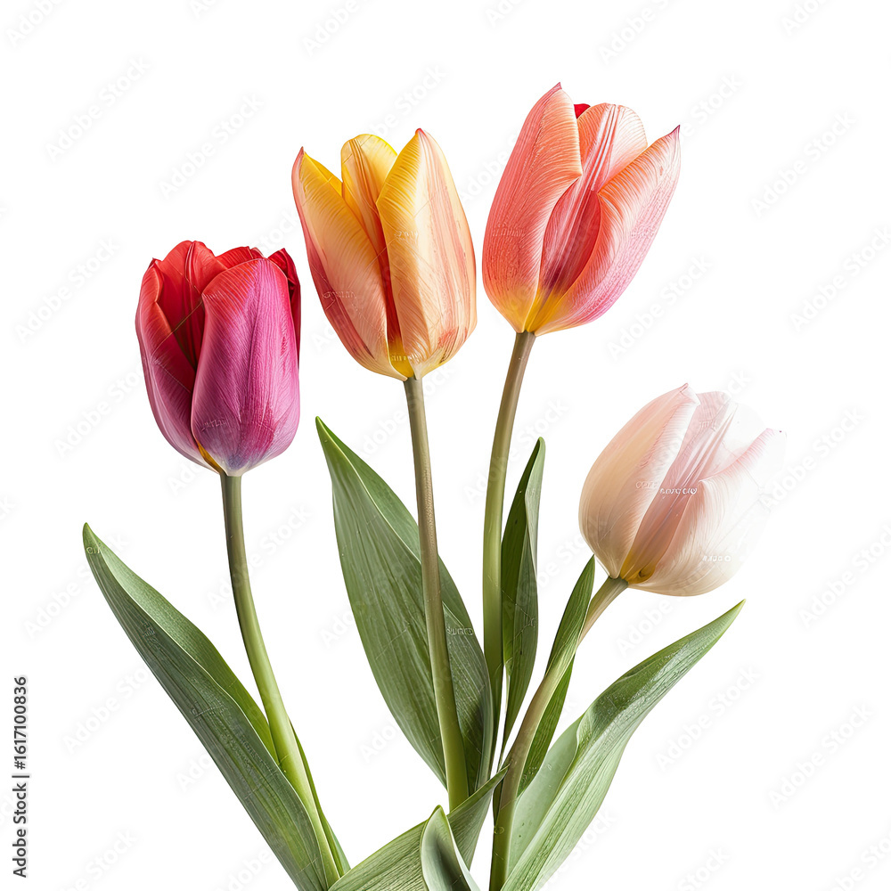 Close-up of four colorful tulips Close-up of four colorful tulips