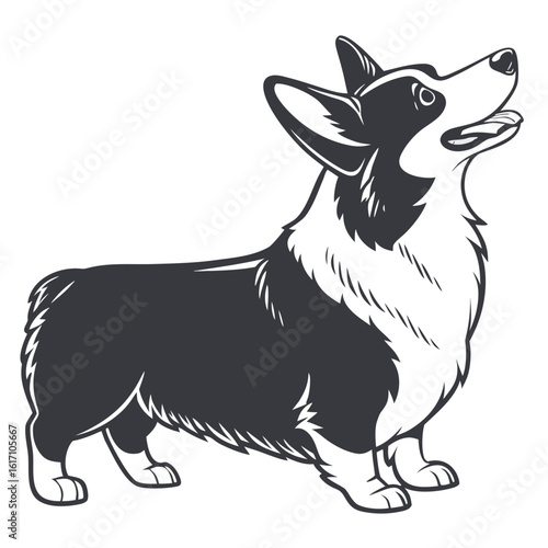 Stylized illustration of a happy pembroke welsh corgi dog