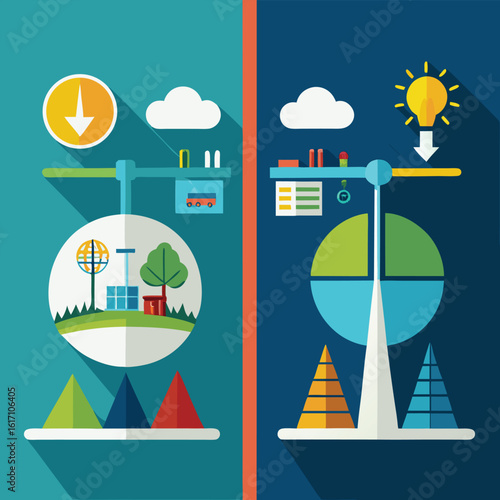 Energy production versus consumption comparison chart
