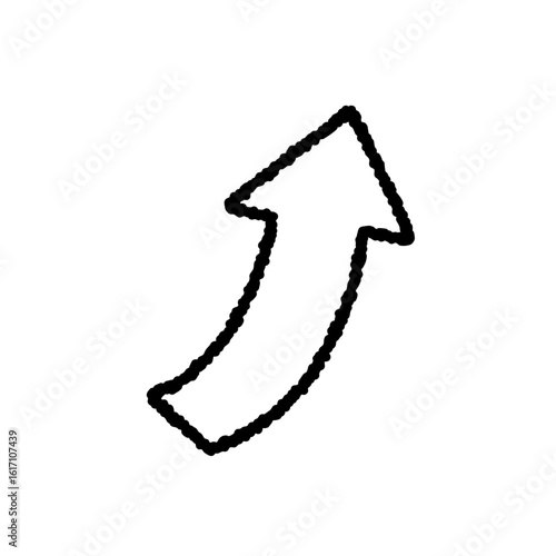 白矢印　手描き風・右上カーブ矢印（Hand-drawn Upward Right Arrow）
