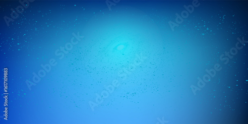 Mystical abstract background featuring a glowing blue gradient with swirling particles and a faint circular vortex at the center. The cosmic and ethereal design evokes a galaxy or energy field