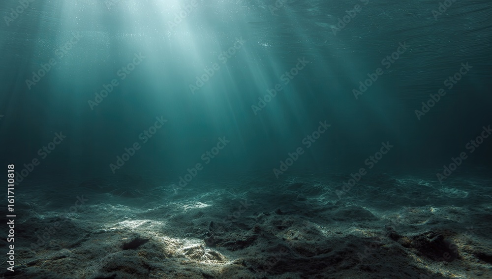 Fototapeta premium Underwater sunbeams illuminating seabed