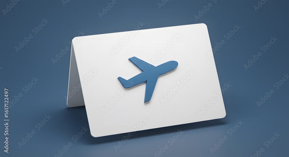 Fototapeta premium Airplane Icon on White Card: Minimalist Travel Concept