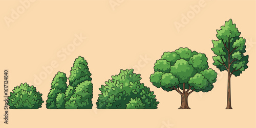 Green Trees in Flat Style Collection. Suitable for infographics, books, banners and other designs