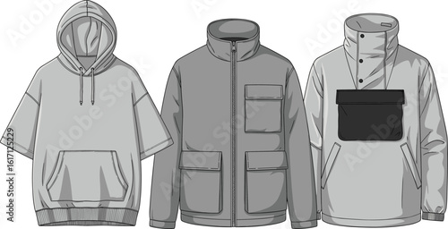 Set of Apparel Mockups Collection Men's jacket.