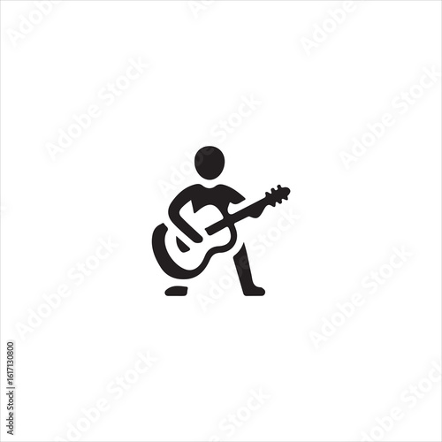 Black silhouette of a person playing an acoustic guitar musician music
