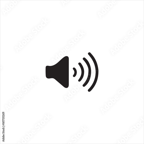 Black speaker icon with sound waves on white background audio volume