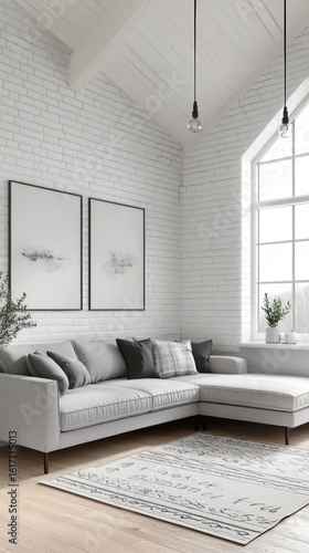 Bright, airy living room with sectional sofa