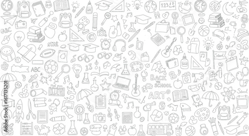 Inspiring collection of school supplies and learning icons for creative projects